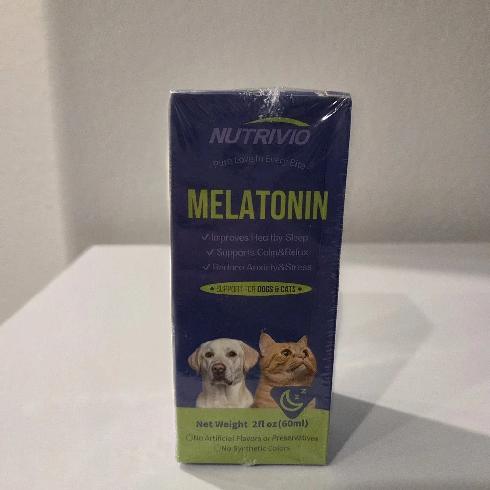 Liquid Melatonin for Dogs and Cats, Sleep Aid Anxiety Relief Calming Drops 60ml